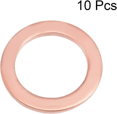 uxcell 10Pcs 14mm x 20mm x 1.5mm Copper Flat Washer for Screw Bolt