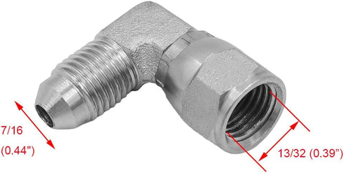 (2-PACK) 6500-04-04 Hydraulic Hose Adapter Fitting 1/4" Male JIC 37° Flare (7/16-20 UNF) × 1/4" Female JIC 37° Swivel Nut (7/16-20 UNF) 90° Elbow SAE Pipe Joints Connector Carbon Steel by BEITERSTOE