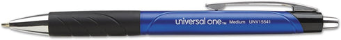 Universal Comfort Grip Ballpoint Pen, Retractable, Blue Barrel, Medium 1 Mm, Blue Ink, Dozen