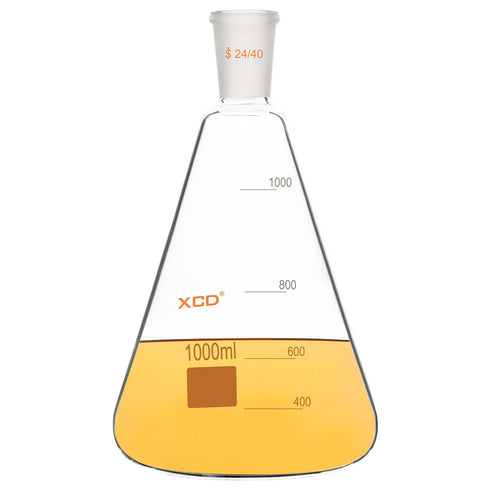 XCD Erlenmeyer Flask, Heavy Wall Borosilicate Glass with 24/40 Standard Taper Outer Joint, 1000 ml