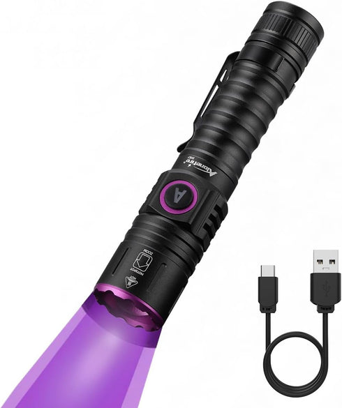 ALONEFIRE SV87 365nm UV Flashlight Zoom 5W Type C USB Rechargeable Black