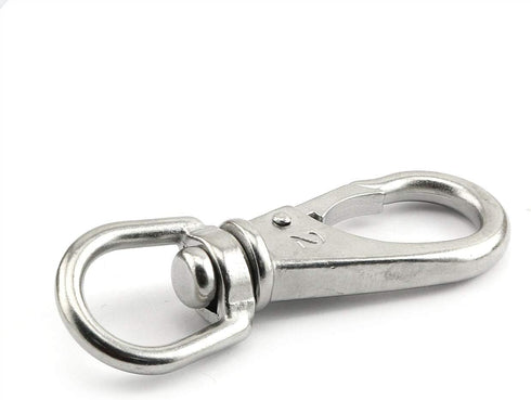 1-Pack M6 Swivel Eye Snap Hook 304 Stainless Steel Multi-Use Spring Snap Hook for Boat Marine Pet Chains