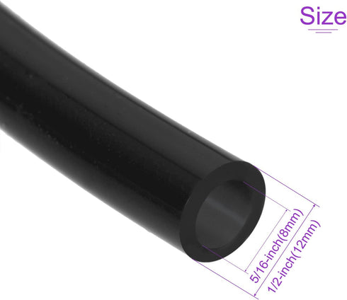 DMiotech Black Silicone Tube 5/16"(8mm) ID 1/2"(12mm) OD 3.3 Feet Industrial Tubing for Water Air Pump
