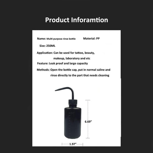2Pcs 250ml Plastic Safety Wash Bottle, Narrow Mouth Squeeze Bottles for Tattoo Wash, Chemistry, Lab & Gardening