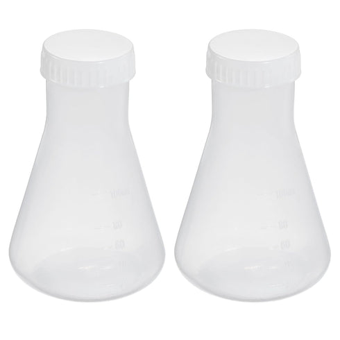 PATIKIL 100ml Plastic Erlenmeyer Flask with Screw Caps, 2 Pack Narrow Mouth Conical Flask for Laboratory, Clear