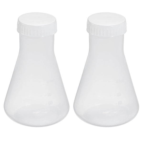 PATIKIL 100ml Plastic Erlenmeyer Flask with Screw Caps, 2 Pack Narrow Mouth Conical Flask for Laboratory, Clear