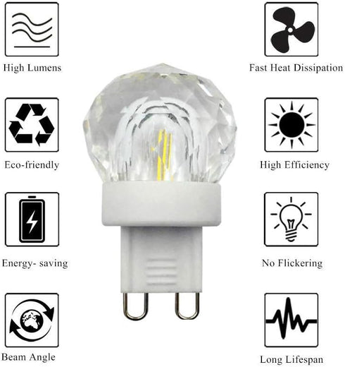 Lxcom Lighting G9 LED Bulb 2W Dimmable, Globe Crystal LED Light Bulbs, 20W Equivalent, Daylight White 6500K, 4 Pack.