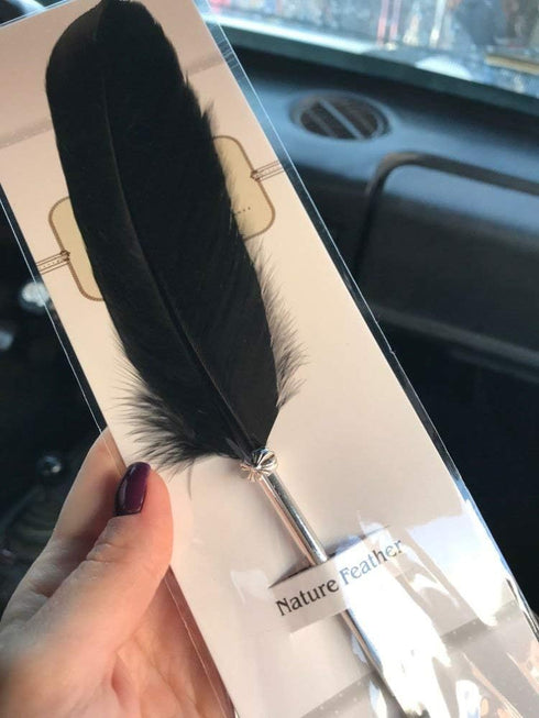 OPENDGO Feather Quill Ballpoint Pen - Natural Goods Feather Pen with Refined Plated Rod for School Writing
