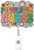 JEFBFBWE Postpartum Nurse Badge Reel with Glitter,Badge Holder with 360 Swivel Alligator Clip