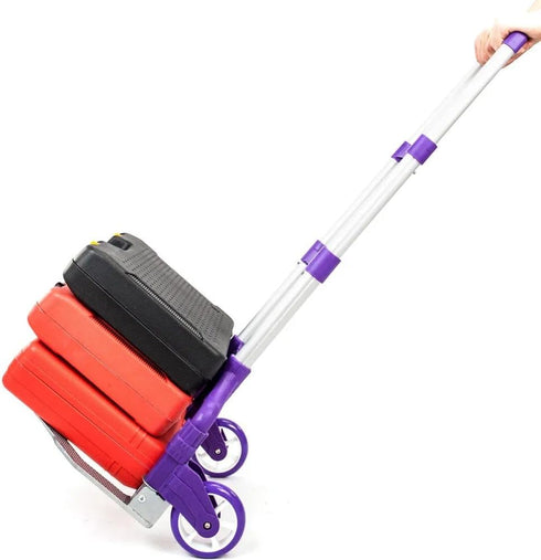 165 lbs 15.35x11.02 Inch Portable Folding Hand Truck Dolly Cart, Purple Aluminum Alloy Luggage Trolley, Capacity