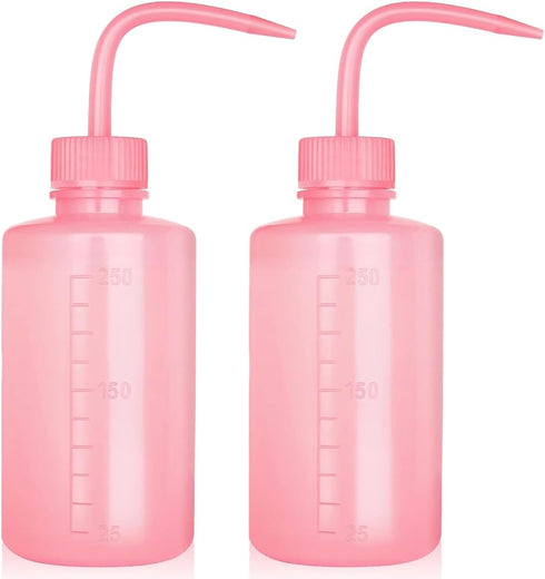 Tatoo Lash Squeeze Bottle, Safety Rinse Plastic Medical Lab Washing Bottle (2 Pink, 250ml)