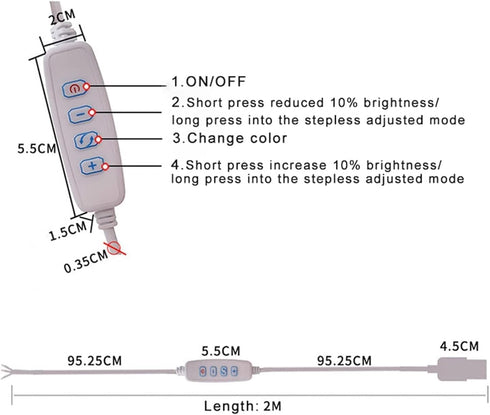 Myuiao 1Pcs Dimmer DC5V Dimming Bulbs/Lamps,USB-Powered White USB LED Extension Cable,On/Off Switch and Controller