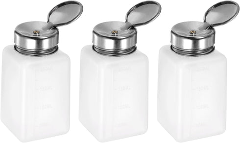 3pcs Solvent Alcohol Dispensers, 200ml Push Down Liquid Dispenser Pump with Stainless Steel Lid for Acetone