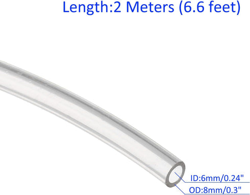 Pneumatic Tubing - Air Compressor PU Line Hose, Clear for Water Fluid Transfer (6mm ID x 8mm OD, 6.6 Ft Length)