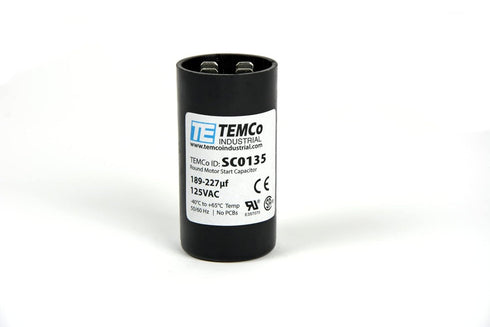 TEMCo 189-227 uf/MFD 125 VAC Round Start Capacitor, 50/60 Hz AC Electric - Lot -1