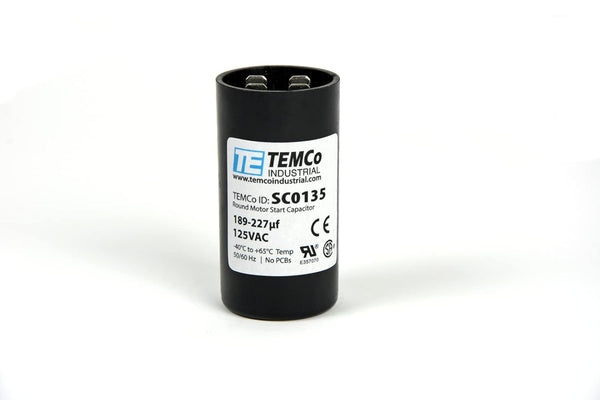 TEMCo 189-227 uf/MFD 125 VAC Round Start Capacitor, 50/60 Hz AC Electric - Lot -1