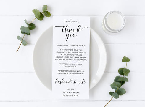 Setting, All Ewired Up Wedding Thank You Note, Printed Personalized, Place Thank You Card, Greenery, Eucalyptus