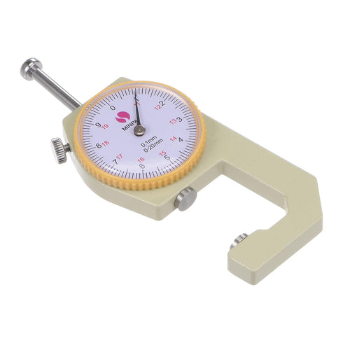 Thickness Gauge 0-20mm | 0.1mm Mechanical Dial Thickness Tester for Leather, Paper, Sheet Metal