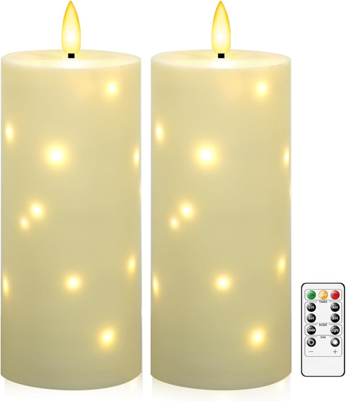 kakoya 10" x 4" Large Outdoor Waterproof Flickering Flameless Candles with Timer,2Pcs