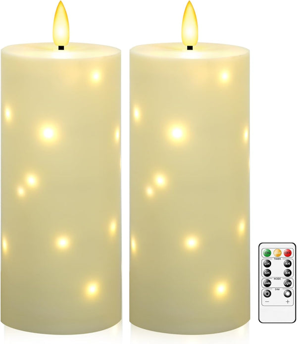 kakoya 10" x 4" Large Outdoor Waterproof Flickering Flameless Candles with Timer,2Pcs