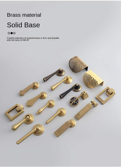 SANCHAKOU 2Pcs 2 Zinc Alloy Cabinet Pulls Brass Chinese Pendant Gold Furniture Knob Bedside Table Shoe Cabinet Kitchen