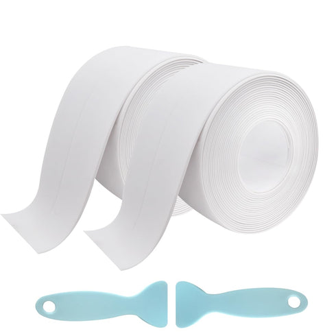 Caulk Tape White 2 Pack, Waterproof Tape for Shower and Kitchen Caulking Strip, 1.5" x 10.5Ft