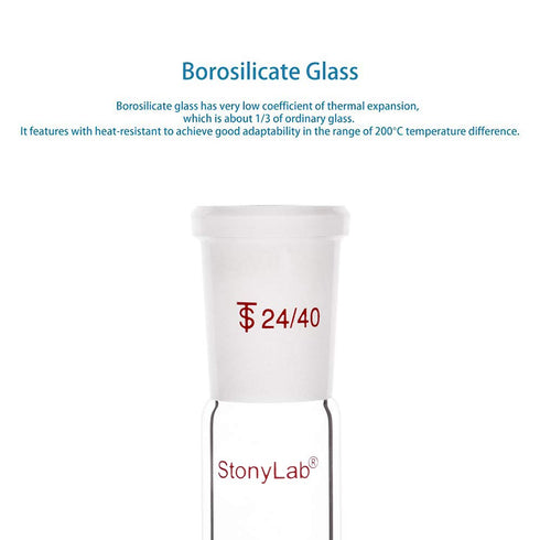 stonylab Glass Connecting Adapter, 70mm from 24/40 Outer Joint to 24/40 Inner Joint for Laboratory Lab Supply