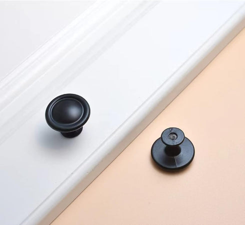 PILYON 2 Cabinet Knobs Pcs Aluminum Handle Black Cabinet Bedside Drawer Pull Handle, Type B-Single Hole