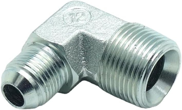 1 Piece 1/2" Male JIC (3/4"-16 Tpi) x 3/4" Male NPT Hydraulic Fitting 37° Flare to 90° Elbow Adapter