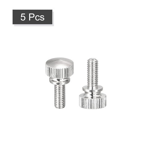 uxcell Knurled Thumb Screws, M4x10mm Brass Shoulder Bolts Grip Knobs Fasteners, Nickel Plated, 5Pcs