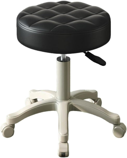 funrautz Height Adjustable Rolling Stool with Wheels, Backless Swivel Chair with Faux Leather