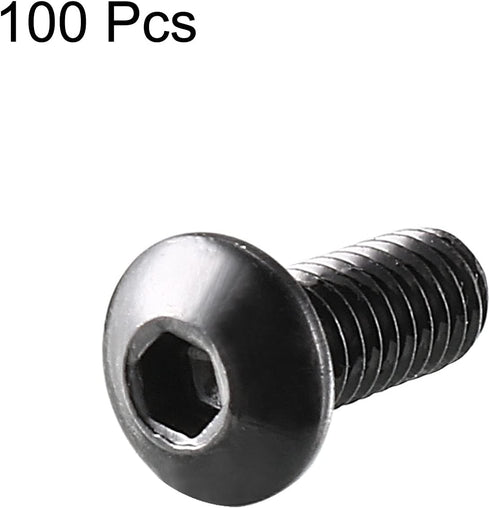 uxcell M2.5x6mm Thread Button Head Hex Socket Cap Screw Bolt, 100pcs