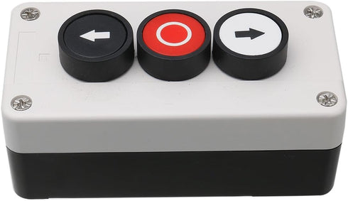Hitommy 3-Button Control Station with Up Down Arrows, Stop Button, White and Black Housing, Industrial Push Button Box