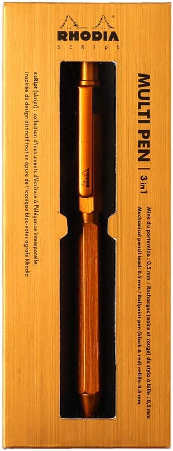 RHODIA 9340C - 3 in 1 scRipt Multipen, 2 Ballpoint Pens 0.5 mm Black & Red + 1 Graphite Mechanical Pencil 0.5 mm,