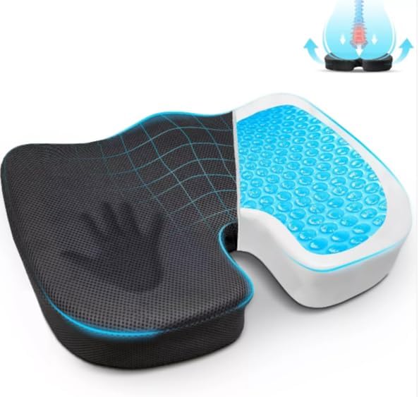 Generic Gel Ergonomic Seat Cushion Memory Foam Non-Slip Pad for Sciatica, Back &