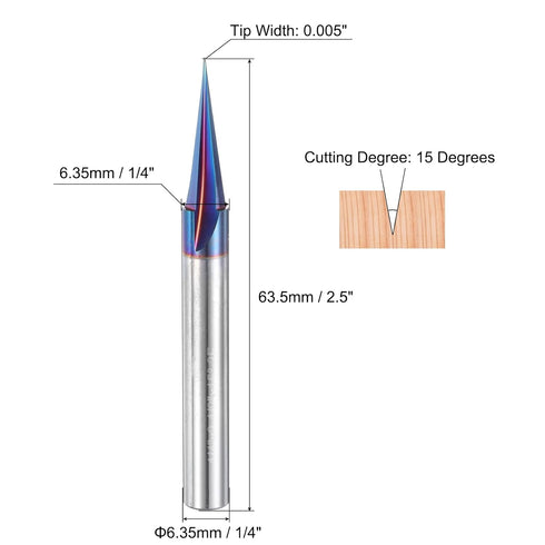 15 3 1/4 Inch uxcell Degree V Groove Engraving Router Bit for CNC Tip and Flutes Shank Carving Bit Nano Coated Carbide