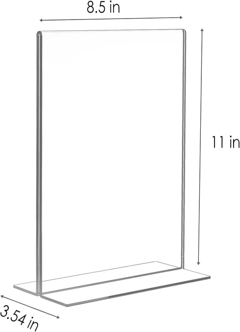 8.5 11, (6 pack) Relx Acrylic Sign Holder x Plastic Frame Flyer Holder, Double Frames Clear Acrylic Display Stand