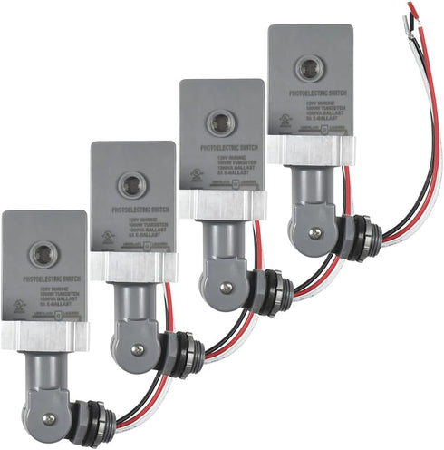 HQRP 4-Pack Photocell Thermal Type Light Sensor Stem and Swivel Mount Dusk