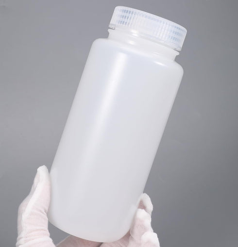 16.9 oz Wide Mouth Lab Reagent Bottle, Sealed Leak-proof Translucent HDPE Pill and Water Sample Bottle (2 Pcs)