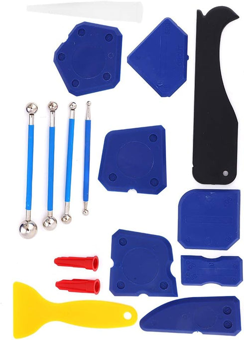 16PCS Silicone Caulk Tools Kit - Spreader, Scraper, Remover, Glass Glue Finishing Applicator for Molding, Gluing