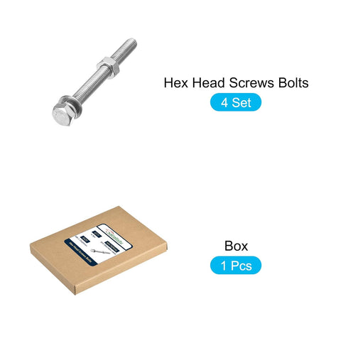 Hex Head Screws Bolts, Nuts, Flat & Lock Washers Kits (M8-1.25x80mm), Stainless Steel Fully Threaded Set