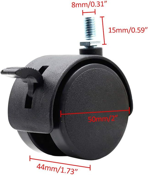 Luomorgo 5Pcs 2 inch Swivel Stem Caster Wheels with Locking Brake for Office Chairs Furniture