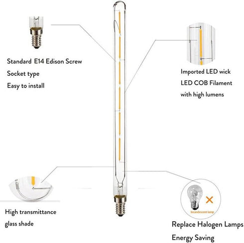 T300 Dimmable Vintage LED Edison Bulbs, 6W (40W Equivalent), Warm White 2300K, E14 Small Base, 4 Pack