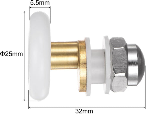 uxcell Shower Door Roller Runner Wheel 25mm Diameter Replacement Part Bathroom Glass Shower Sliding Door Runner Roller, (1 Set 4pcs)