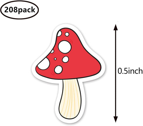 GUVSPTI 0.5in 208-Pack Mushroom Planner Stickers, Monthly Scrapbooking Kids DIY Arts Crafting