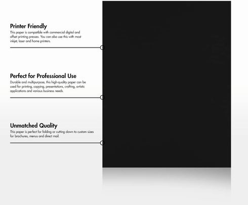 Midnight Black LUXPaper 8.5" x 11" Letter Size Paper | 28lb. (80lb. Text) | 250 Qty