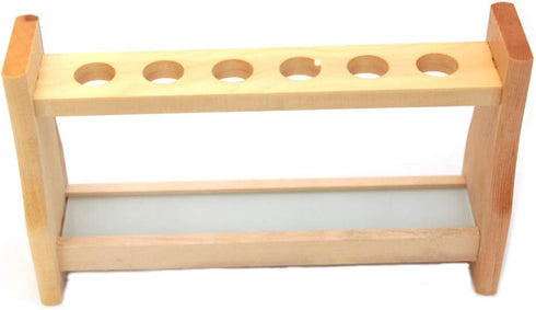 Wood Test Tube Rack Labs, Premium Wooden Holder for 6 Tube Capacity (0.7" (18mm) Holes)