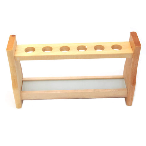 Chiloskit 21mm/0.81" Hole Wood Wooden Test Tube Rack Holder Chemistry Spice Rack 25ml Test Tubes Lab Tube Racks Desk Pen Holder (25ml 6Slots)