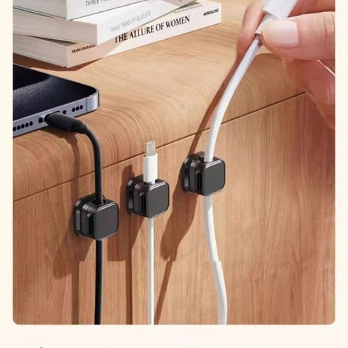 Ariettie 6 Pack Magnetic Cable Clips, Cord Organizer Holder Under Desk Cable Management Adhesive Wire Holder Keeper