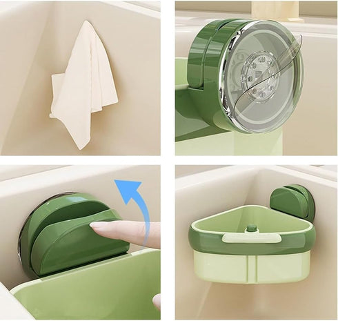 Generic Bathroom(1pcs) Suction Cup Sink Strainer Corner Rack, Corner Sink Strainer, Automatic Dumping Triangular Sinks